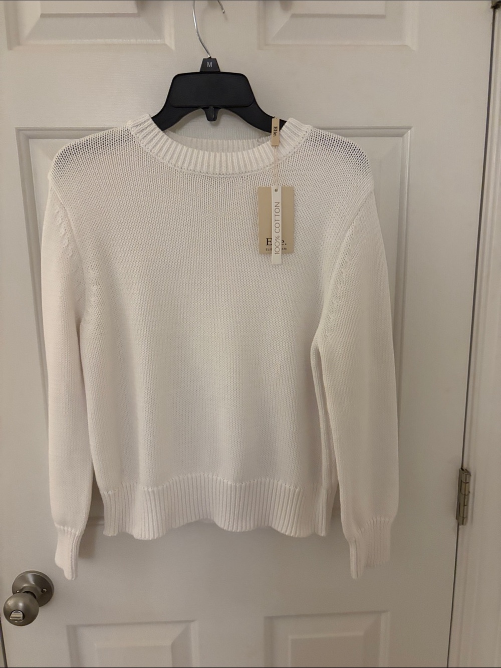 Elie Tahari Cream Crewneck Sweater 100 percent cotton